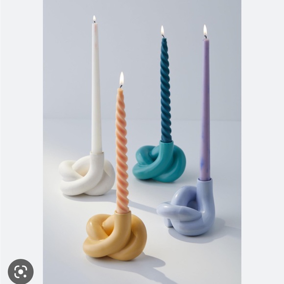 NWT Set of Two Knot Taper Candle Holder - Teal